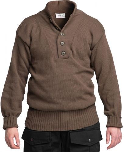 US 5-Button Sweater, OD Brown, Surplus